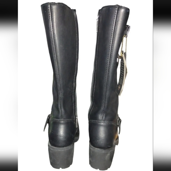 Harley Davidson Women's boots tall black zip up leather NWT size 7 - Picture 4 of 9